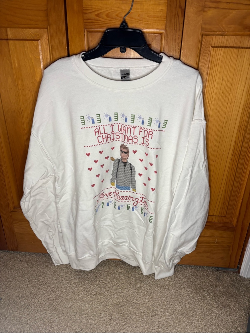 Steve Harrington White Holiday Graphic Crewneck Sweatshirt